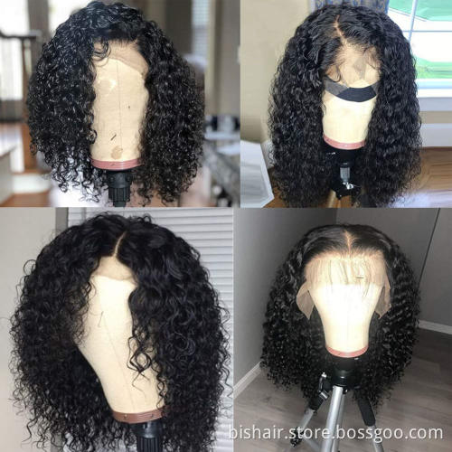 curly short curly hair bob wig Brazilian real human hair 13x4 front lace wig curly curly hair suitable for female pre-attached